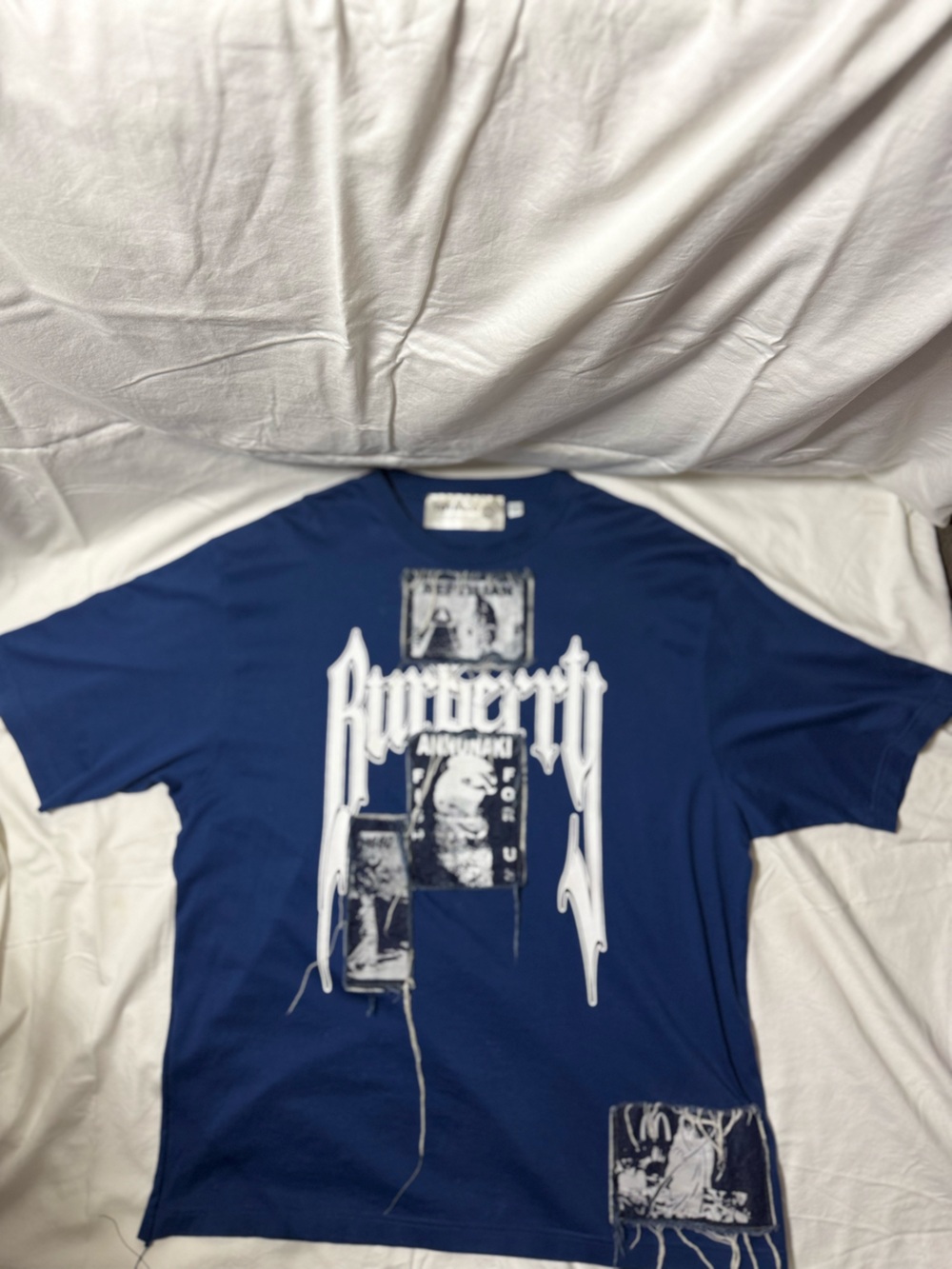 Burberry Blue Short-Sleeve Tee with White Graphic